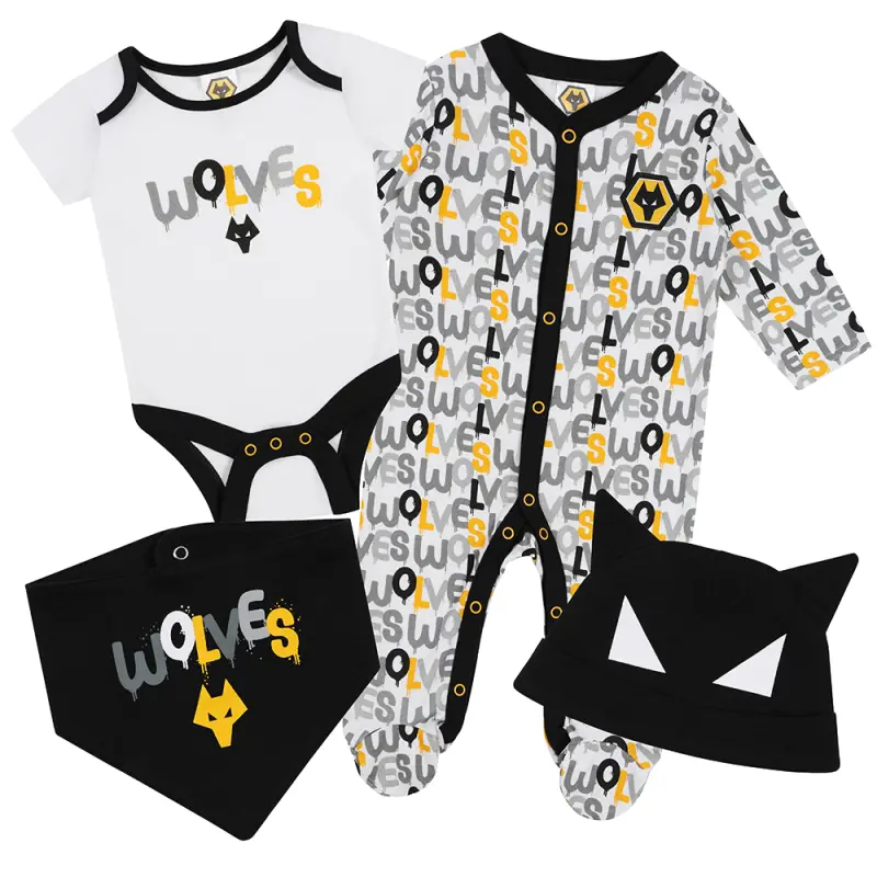 Wolves Fanshop | 4 Piece Baby Giftset Wolves Merchandise Collection